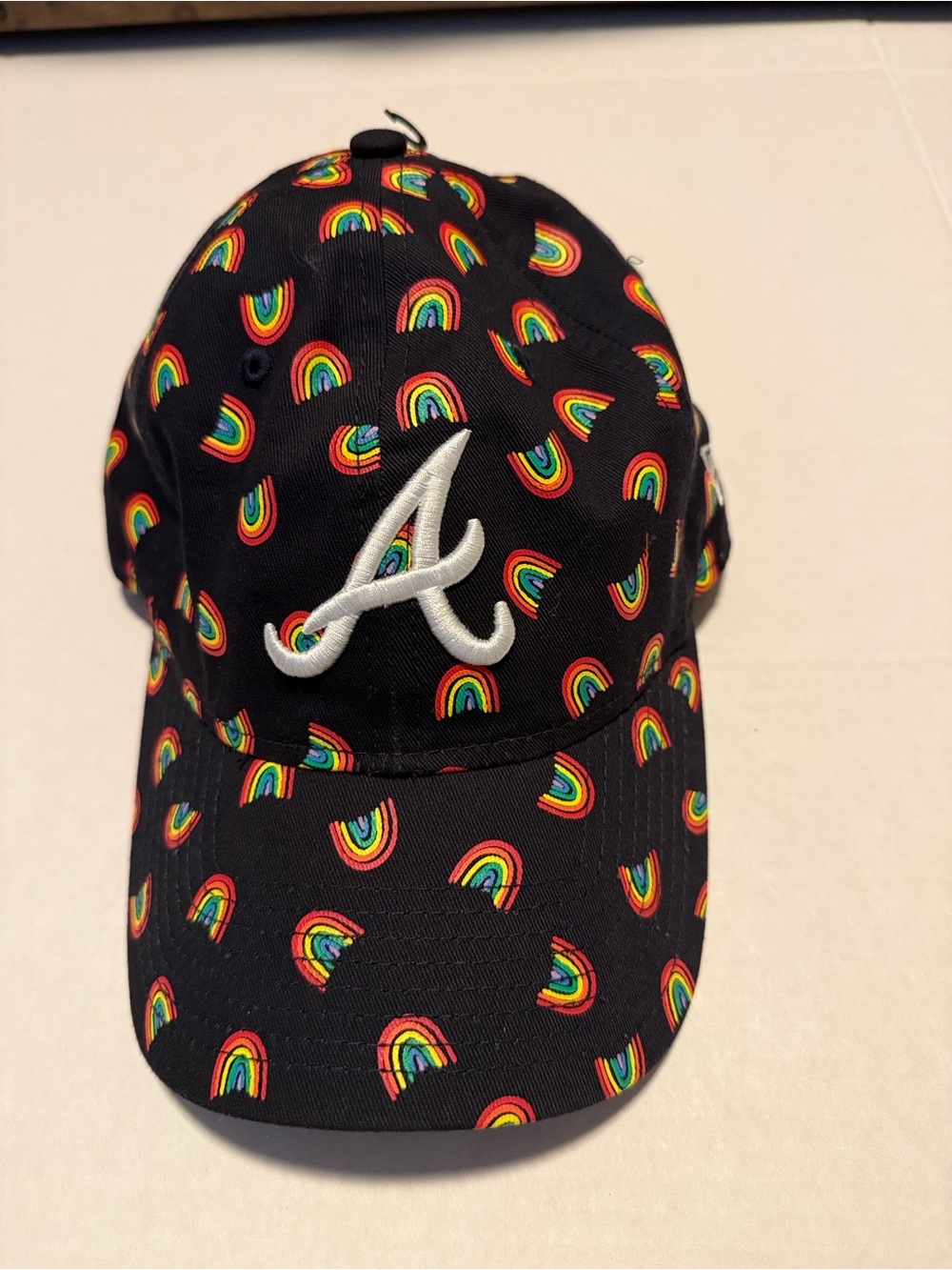Twenty Black Baseball Cap with Rainbow Print and White 'A' Accent